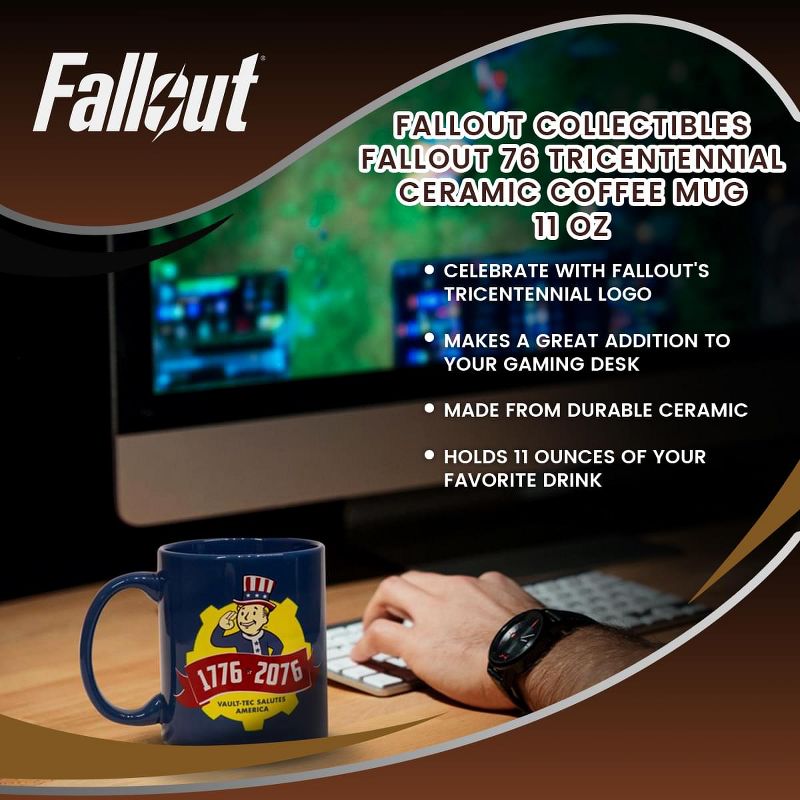Just Funky Fallout Collectibles | Fallout 76 Tricentennial Ceramic Coffee Mug | 11 oz