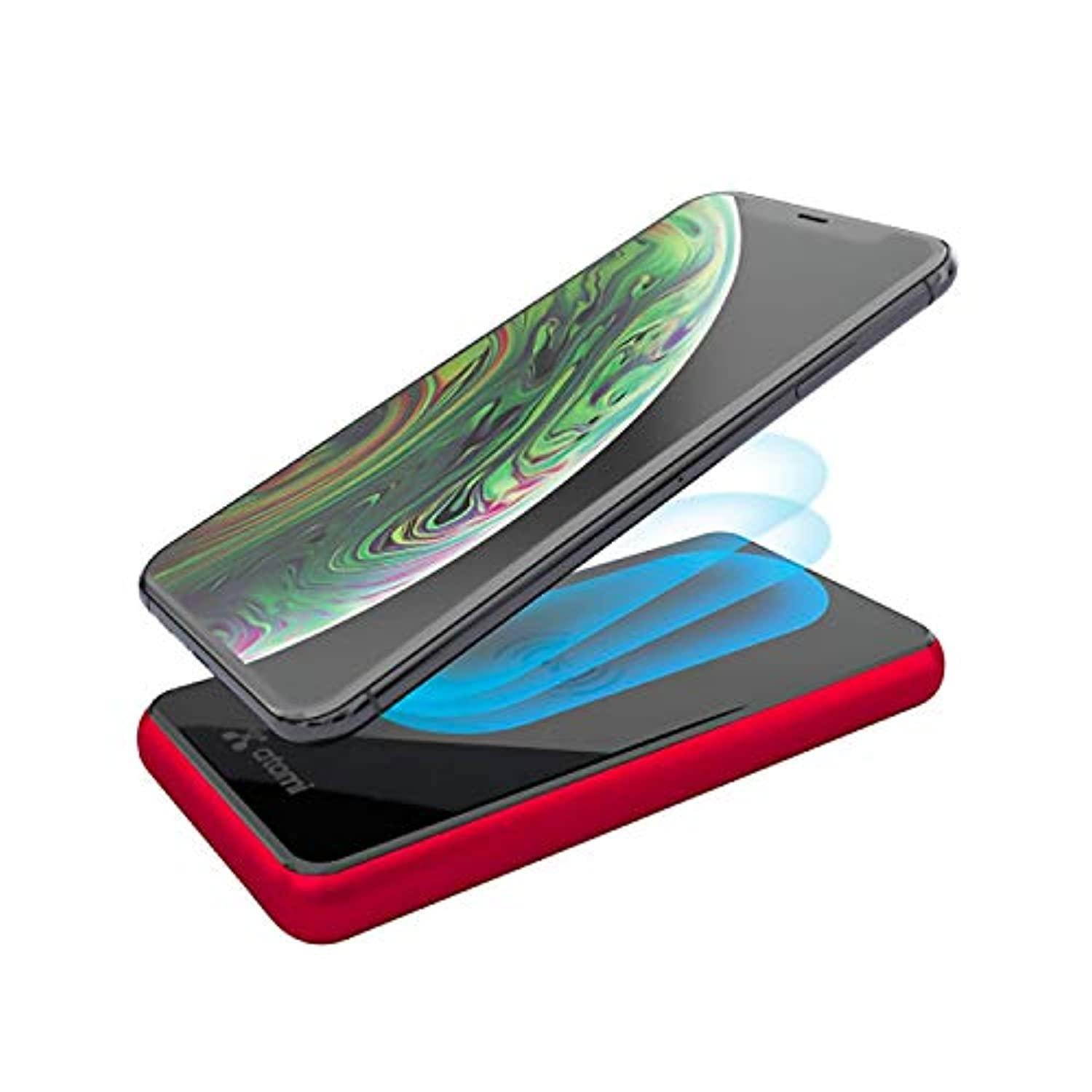 2 in 1 qi wireless charger and power bank | digital charge% indicator | 10,000mah | red metal casing (at1381-qi)
