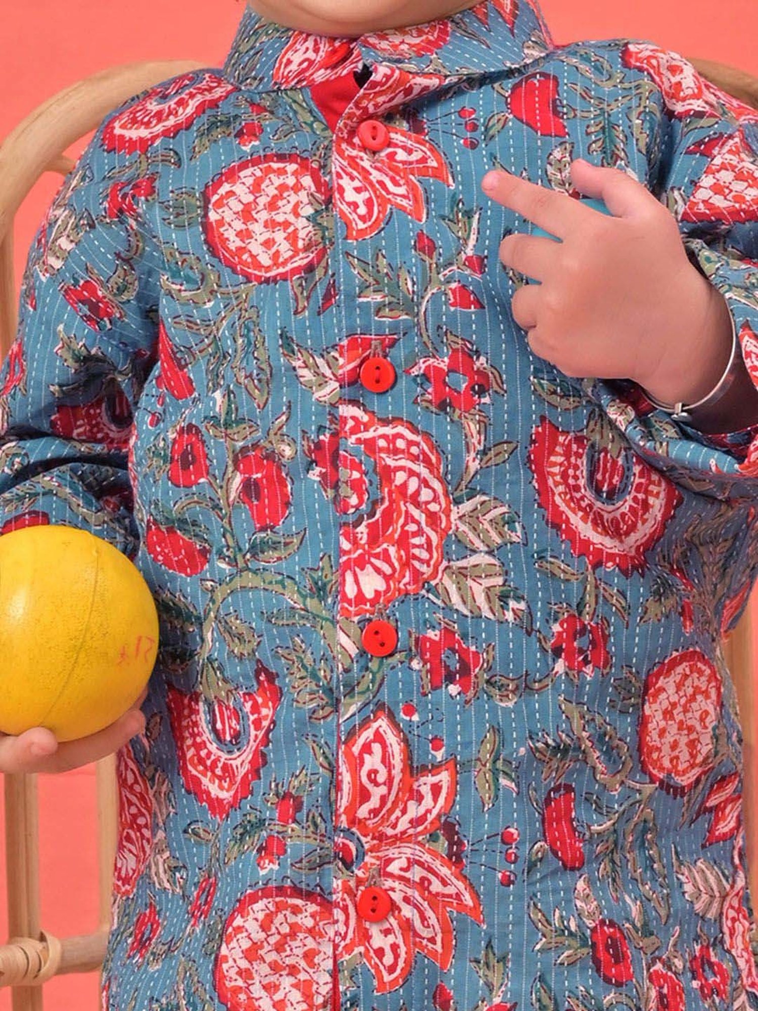 Nino Bambino Kids Navy & White Checks Kurta with Pyjama