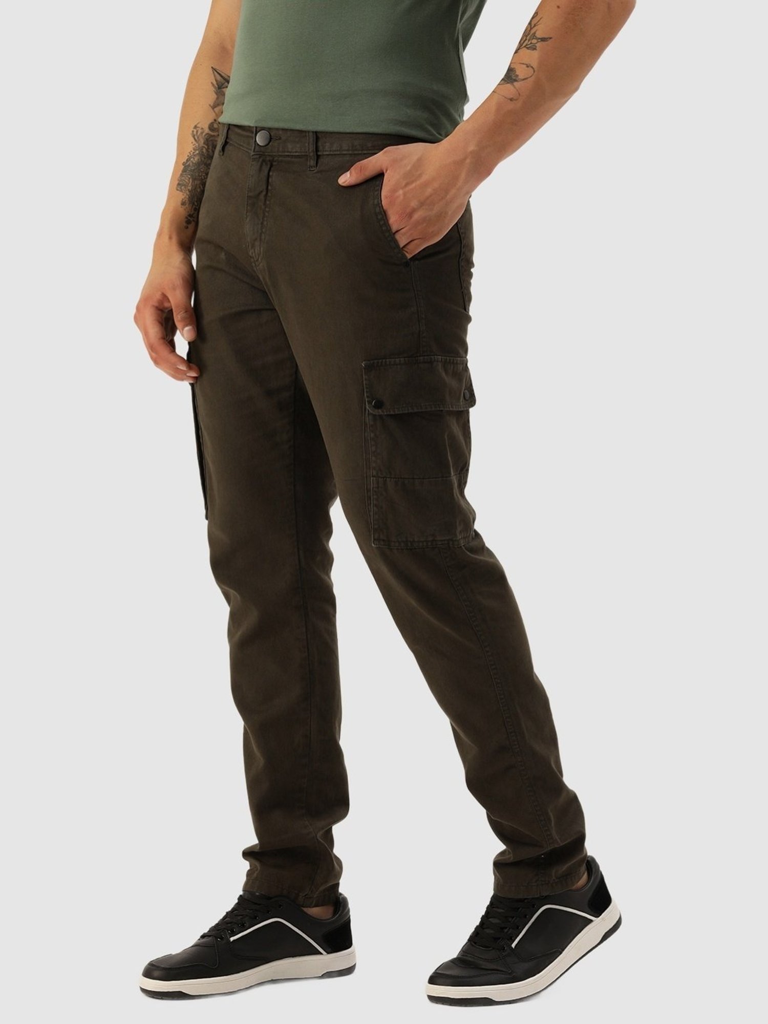 IVOC Dark Olive Cotton Regular Fit Cargos