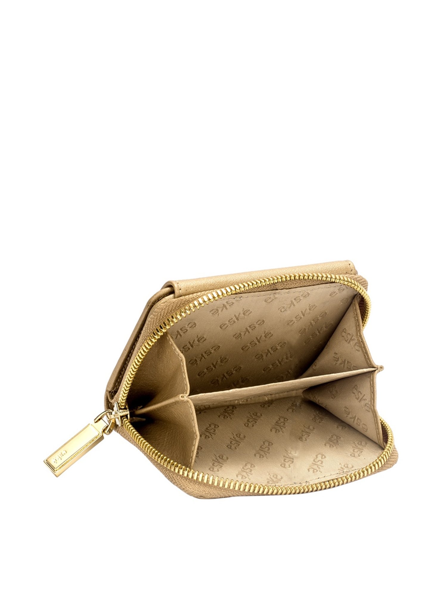 Eske Isa Golden Solid Zip Around Wallet for Women