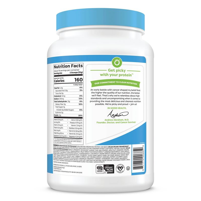 Orgain Organic Protein + Superfoods Plant Based Powder - Vanilla Bean - 2lbs
