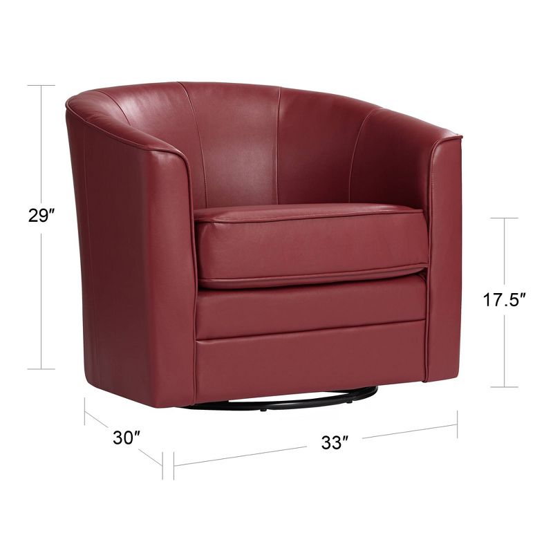 Studio 55D Keller Scarlet Red Bonded Leather Swivel Club Chair