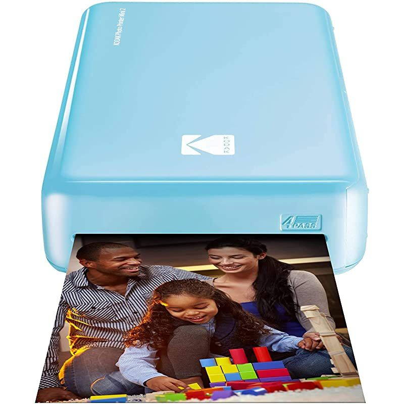 Mini 2 HD Wireless Portable Mobile Instant Photo Printer Compatible with iOS Android Devices Printer + 30 Pack Blue