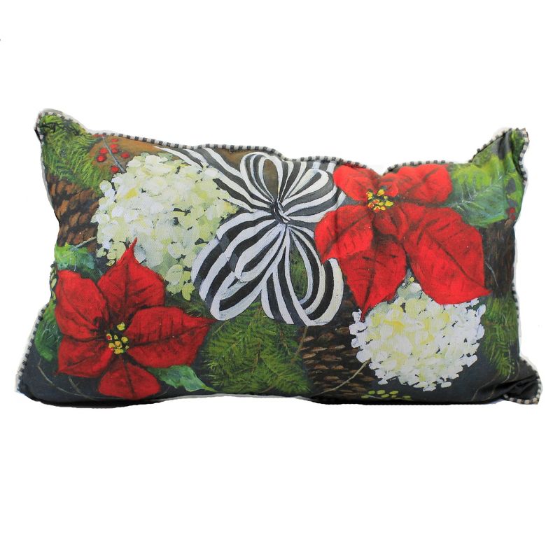 Home Decor 12.0" Gallary Poinsettia Pillow Christmas Holiday  -  Wall Sign Panels