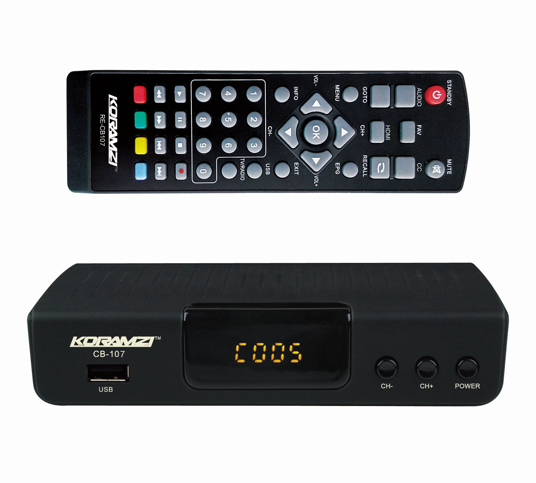KORAMZI HDTV Digital TV Converter Box ATSC with USB Input for Recording and Media Player (Latest Edition) CB-107