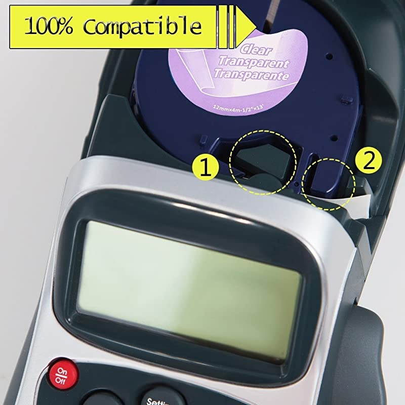 Compatible Label Tape Replacement for DYMO LetraTag Refills Clear Transparent Label Tape Compatible with DYMO Label Maker 12 Inch x 13 Feet 12mm x 4m 4 Pack