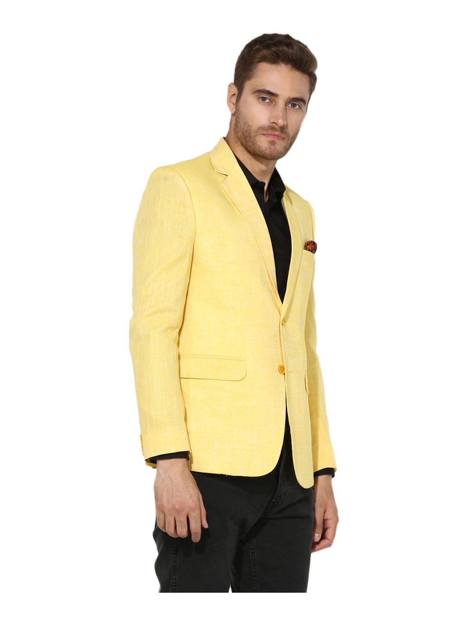 Hang up Yellow Linen Regular Fit Blazer