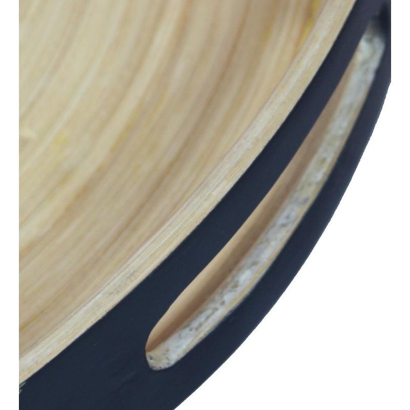 Basicwise Large Round Bamboo Serving Tray, 15.75 Dia Breakfast Tray
