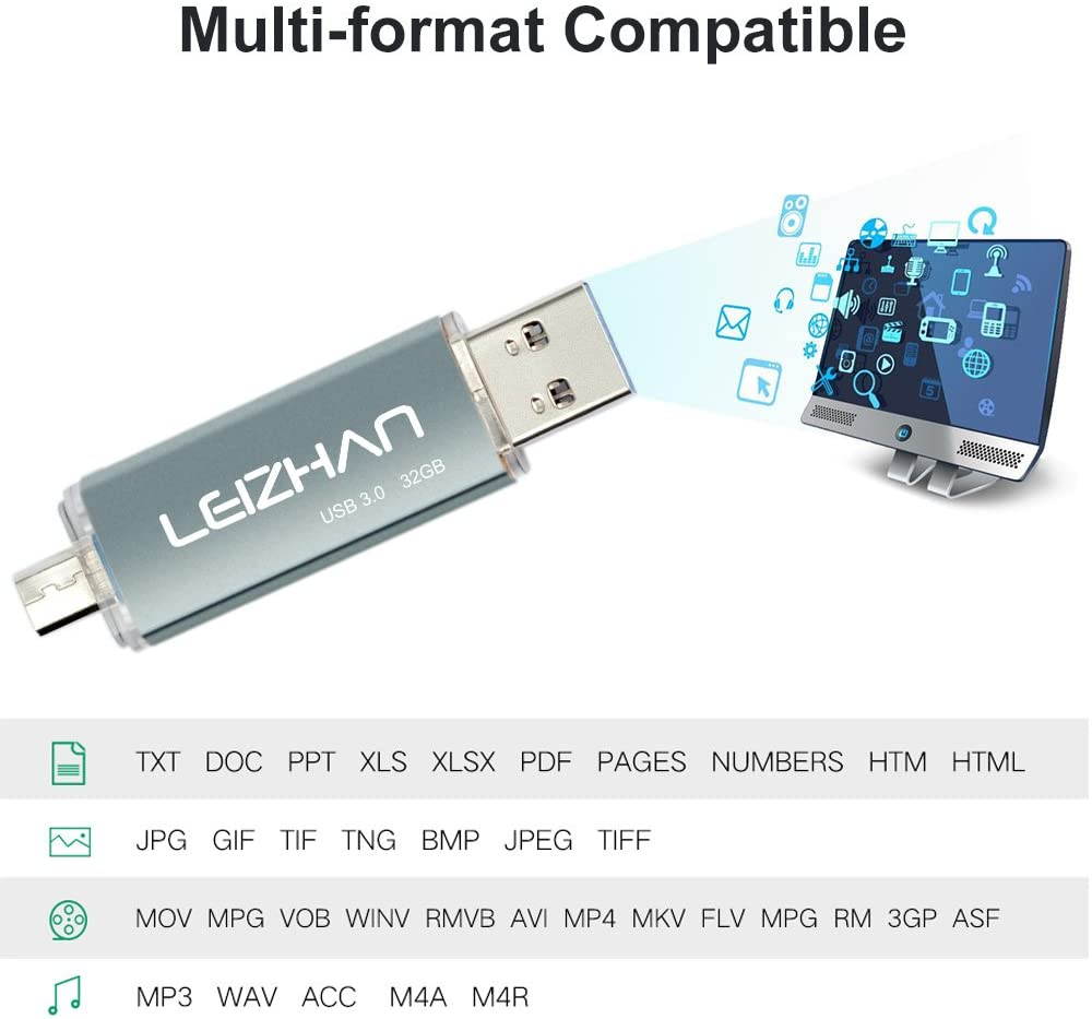 128 gb USB Flash Drive for Android PhoneUSB 3.0 Photo Stick for Samsung Galaxy S7/Meizu/HTC/Nokia/Moto/Huawei/Xiaomi USB OTG Adapter Micro/Type-C USB to USB Converter for Tablet Android