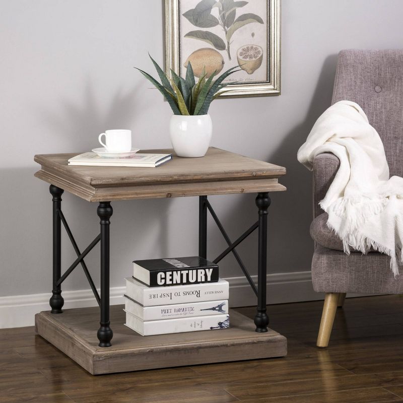 French Vintage Antiqued Finish Accent Table/Side Table Brown - Glitzhome