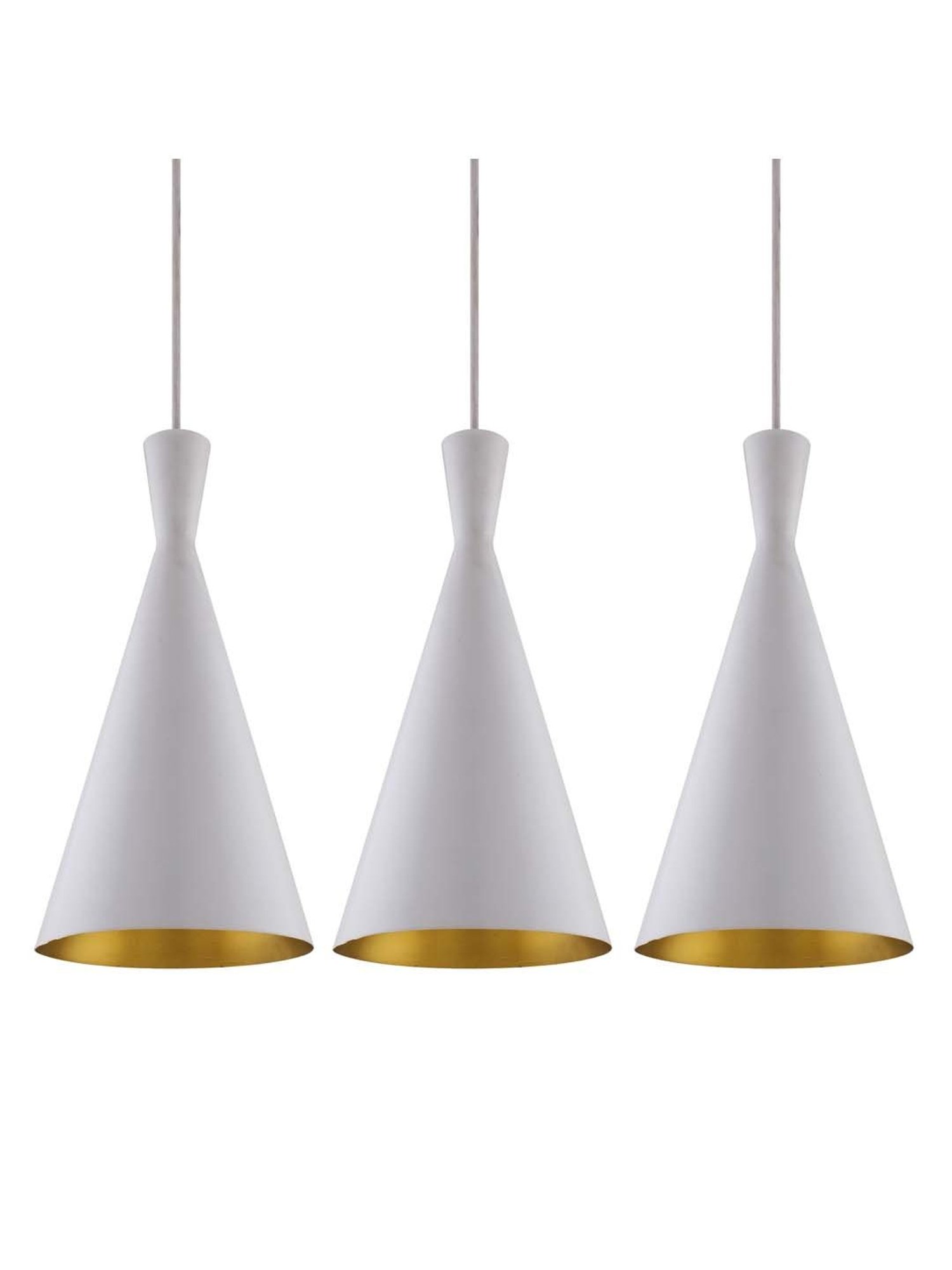 Homesake 3-Lights Linear Cluster White Metal Modern Inverted Cone Pendant Light - Set of 1