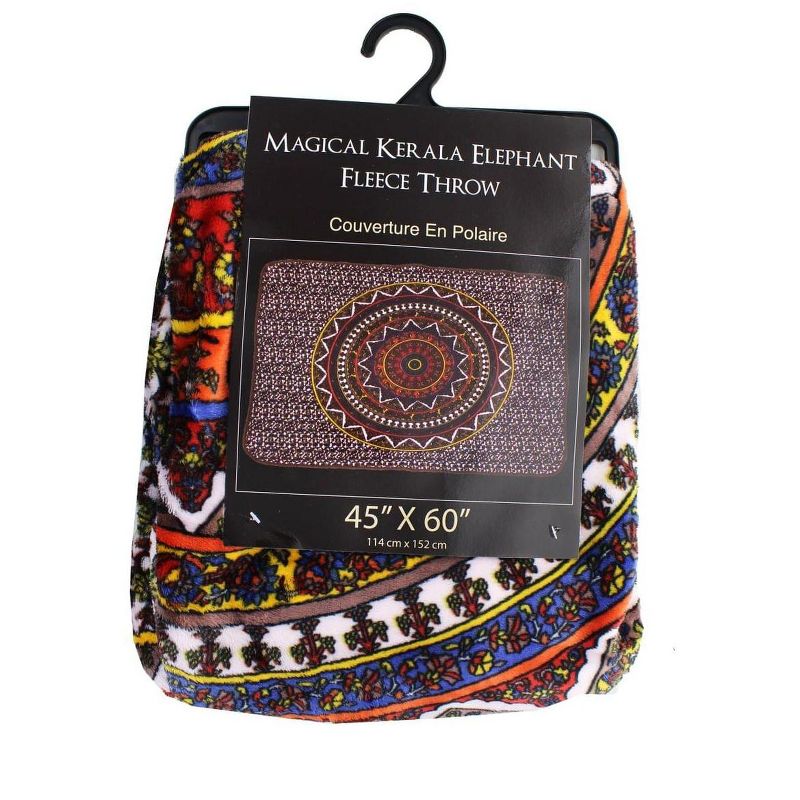 Just Funky Magical Kerala Elephant Lightweight Fleece Throw Blanket | 45 x 60 Inches