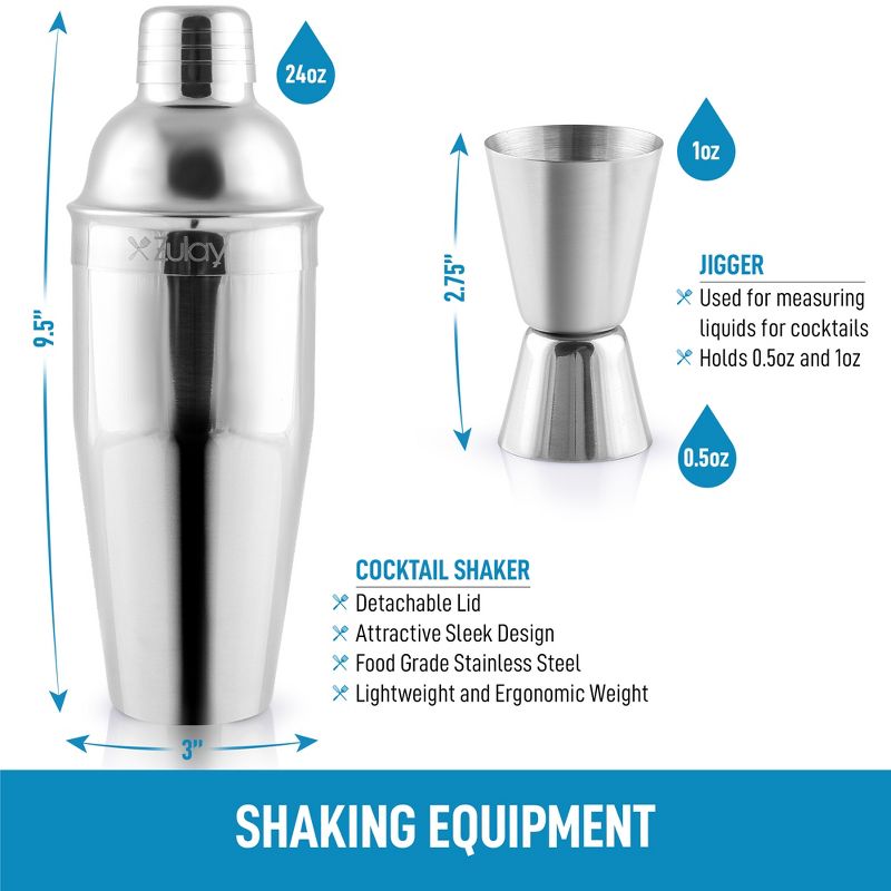 Zulay Kitchen 24-Piece Stainless Steel Bartender Set Kit