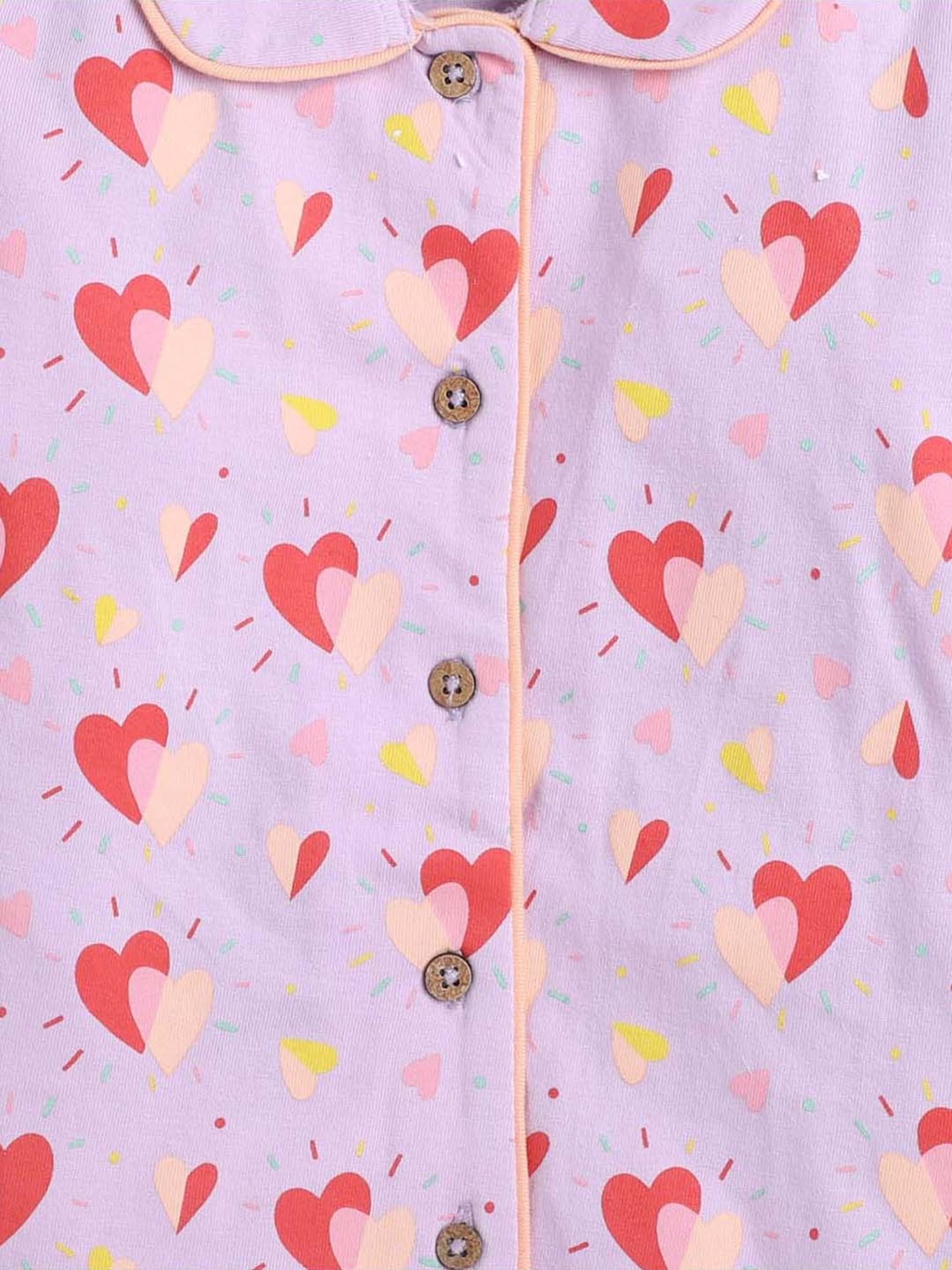 Bumzee Girls Lavender & Pink Cotton Printed Full Sleeves Shirt Set