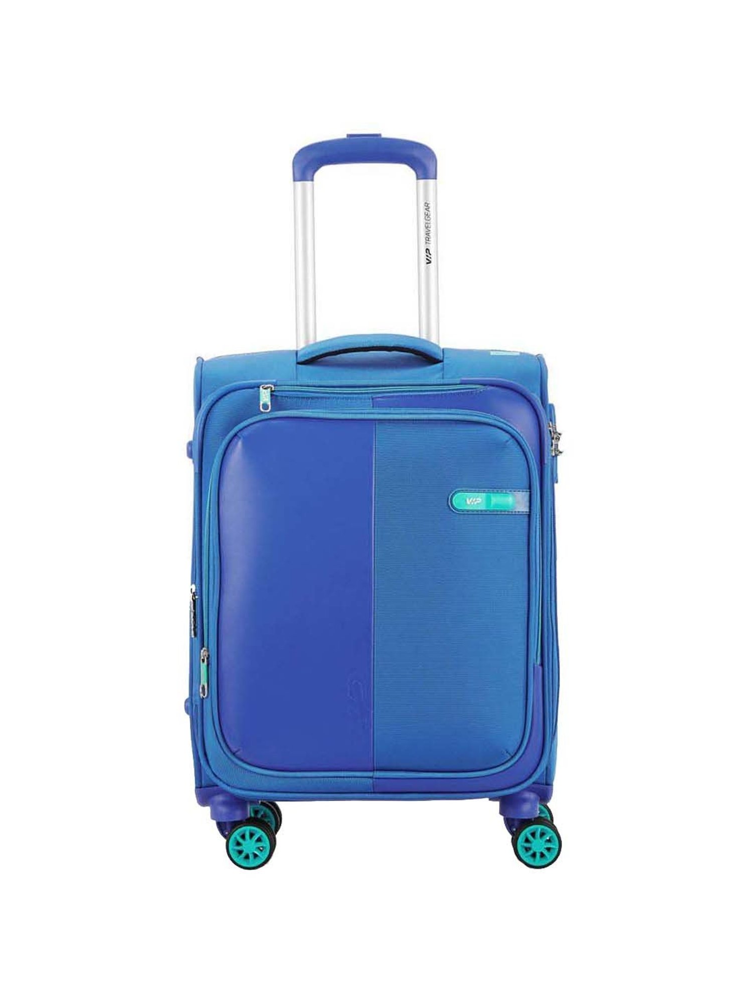 VIP Lucern Str Exp Blue Color Block Soft Cabin Trolley Bag - 37.5 cm