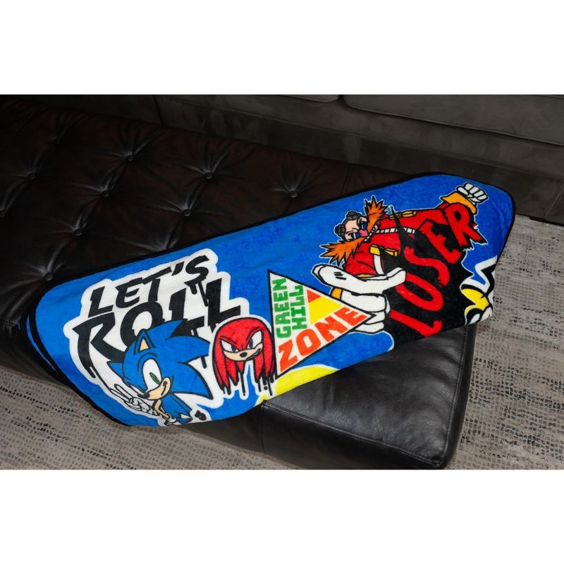 Just Funky Sonic The Hedgehog Sticker Bomb Fleece Throw Blanket | 45 x 60 Inch Cozy Blanket