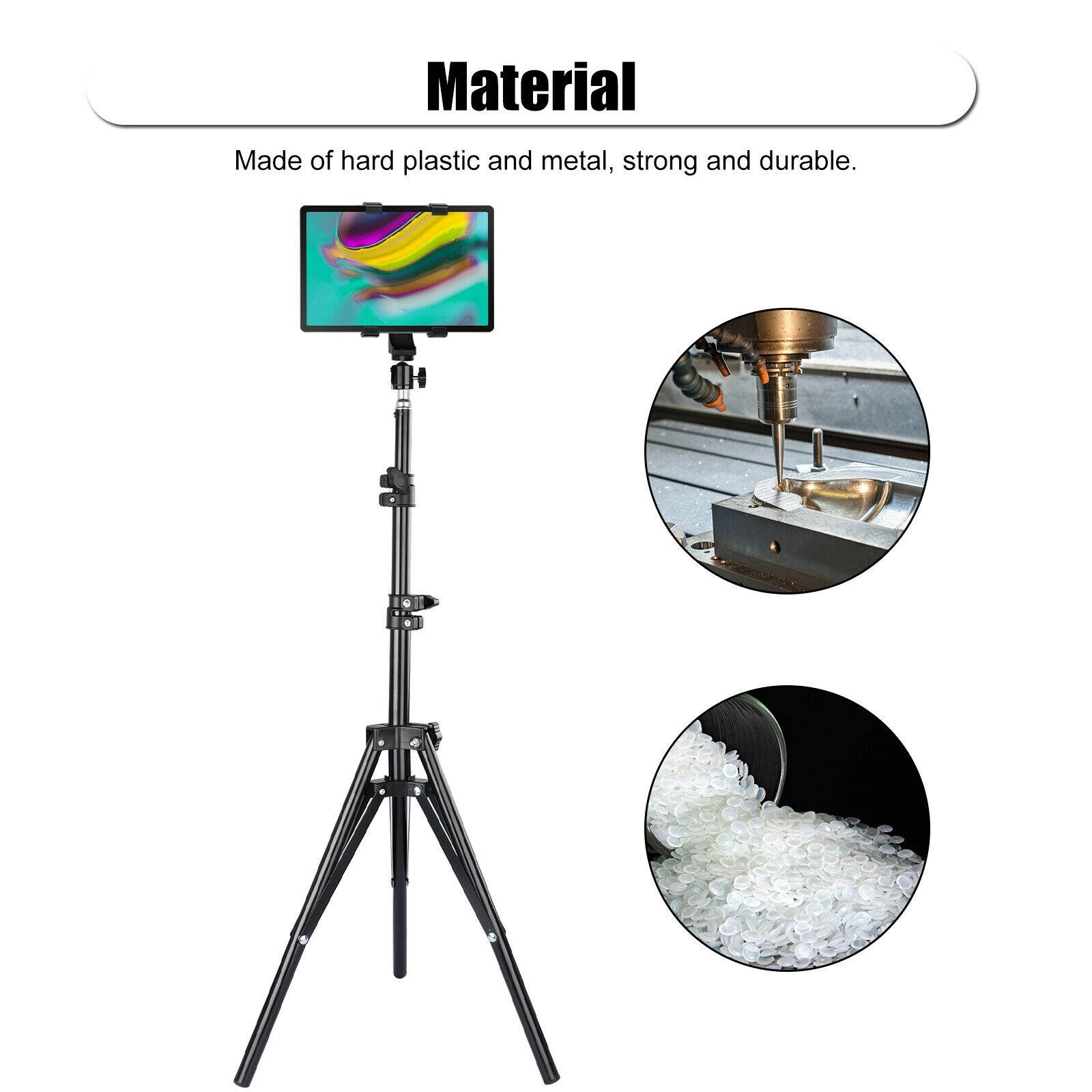 Adjustable Height Tablet Floor Stand Foldable Tripod Mount Holder For iPad Tab
