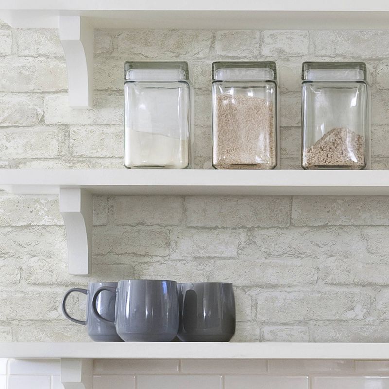 Brewster Denver Brick Peel & Stick Wallpaper White