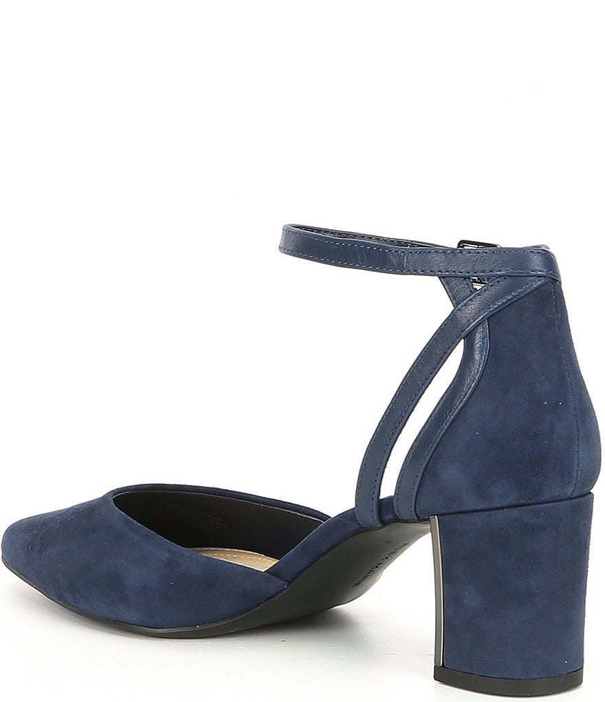 Alex Marie Nelvin Suede Ankle-Strap Block Heel Pumps