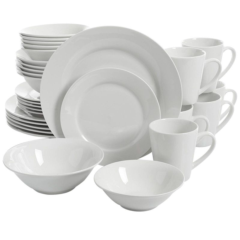Gibson Home 30pc Ceramic Noble Court Dinnerware Set White