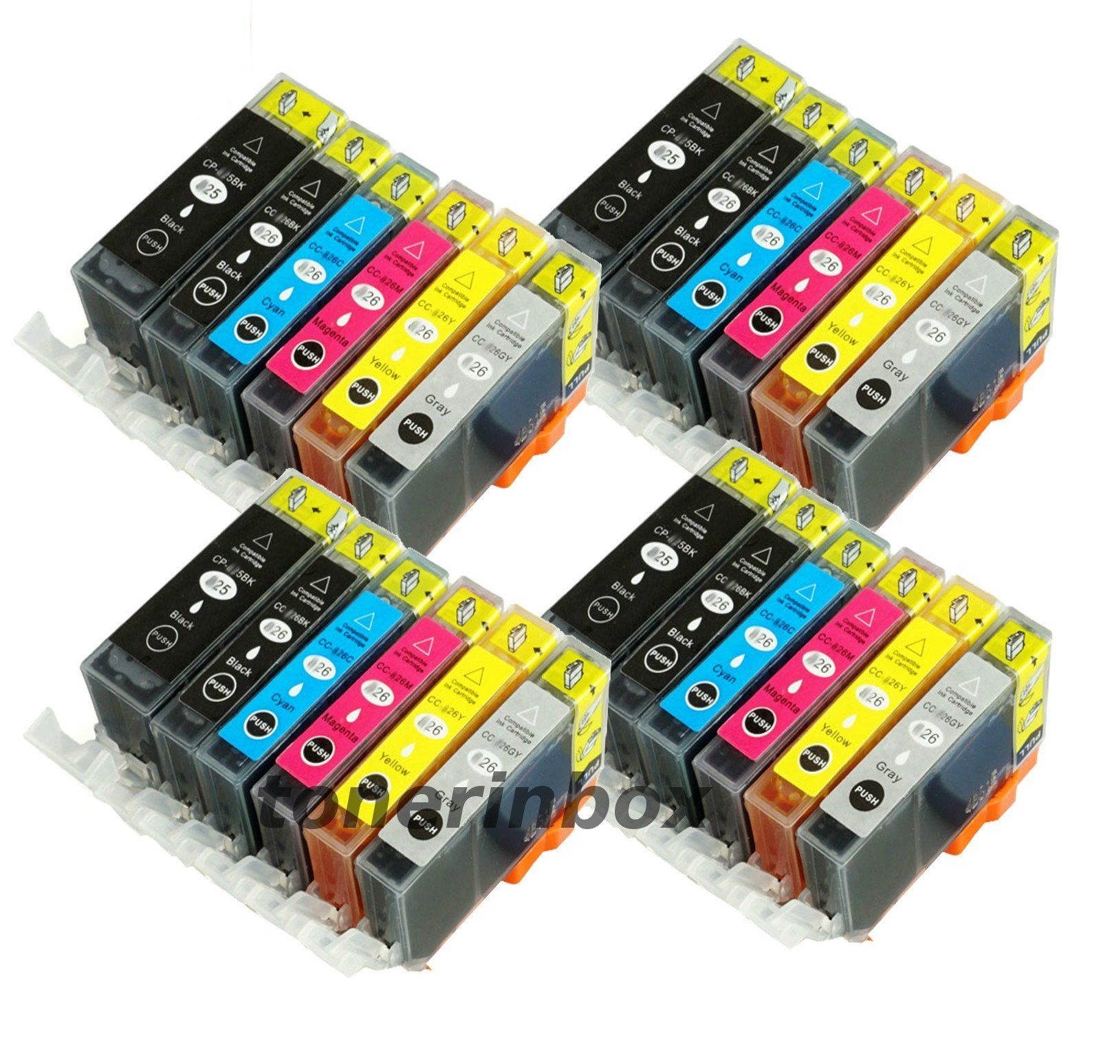 24 Pack PGI-225 CLI-226 ( w/Gray) Ink Cartridge For Canon PIXMA MG6120 MG6220