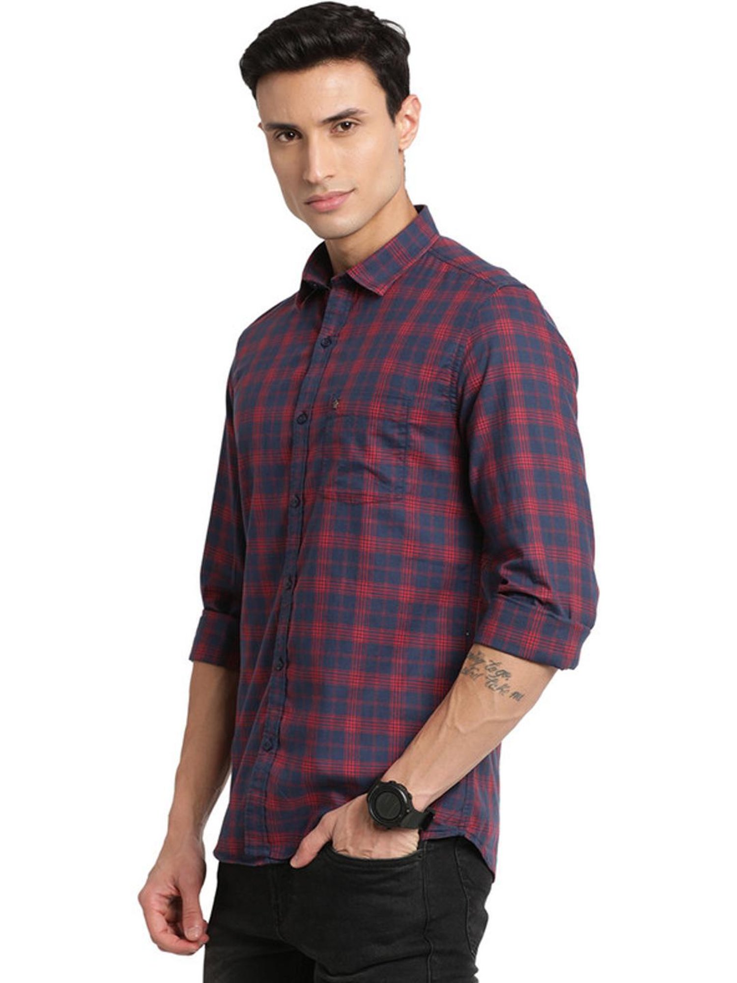 Turtle Multicolored Cotton Slim Fit Checks Shirt