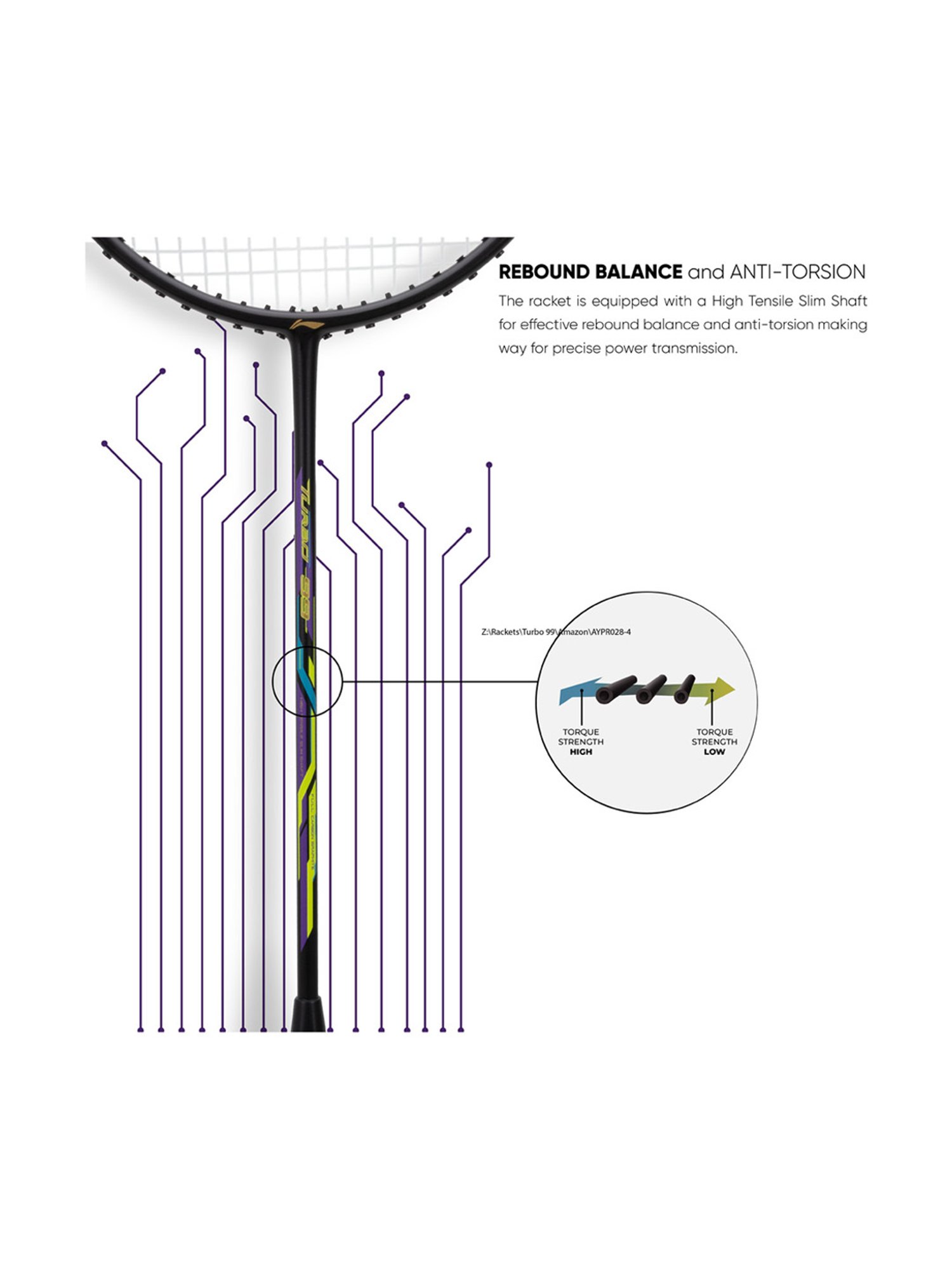 Li-Ning Turbo 99 Strung Badminton Racket (Orange) Size - Medium