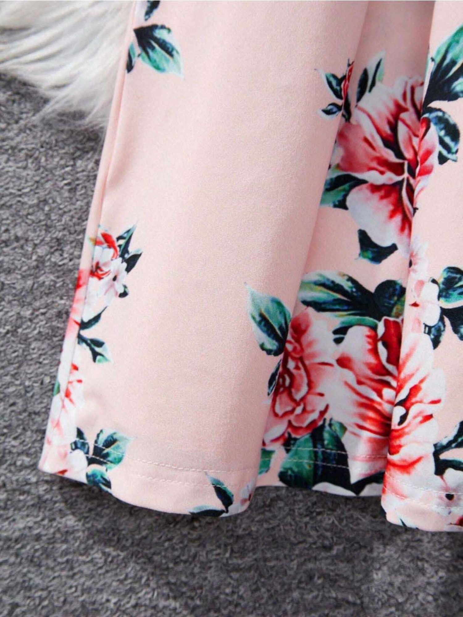 Bolly Lounge Girls Baby Pink Floral Full Sleeves Dress