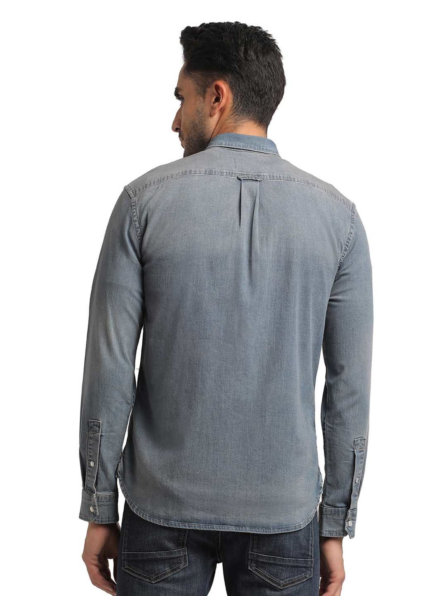 EVERBLUE Medium Blue Regular Fit Shirt