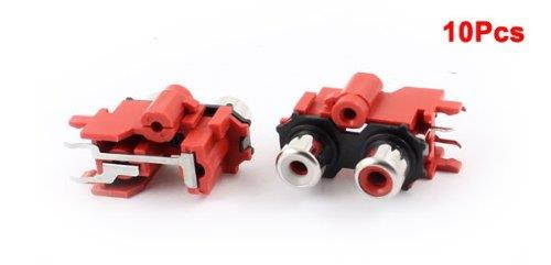 uxcell 10 Pcs Audio Video AC Concentric RCA Socket 2 Female Jack Connector Black Red