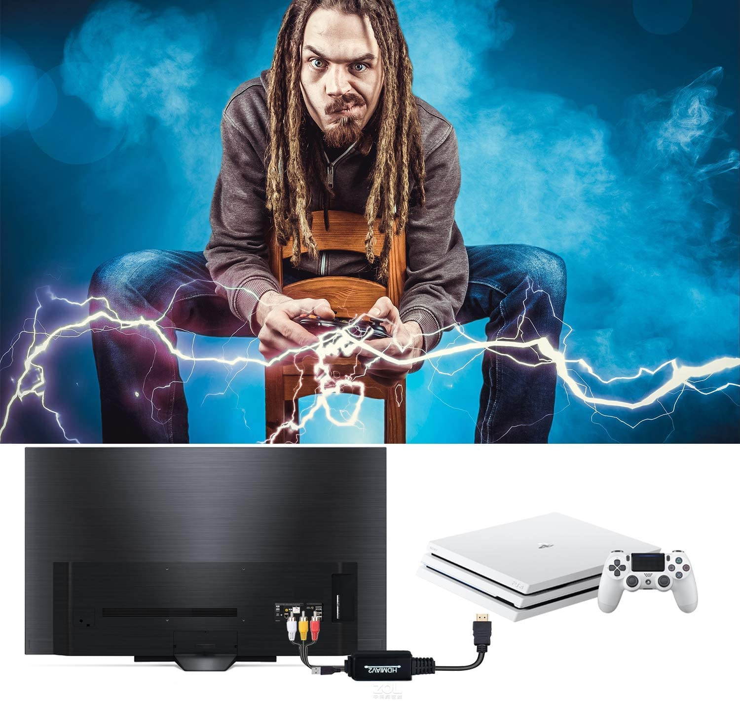 HDMI to RCA, HDMI to RCA Converter Adapter, 1080P HDMI to AV 3RCA CVBs Composite Video Audio Supports NTSC for PC, Laptop, HDTV, DVD, VHC VCR