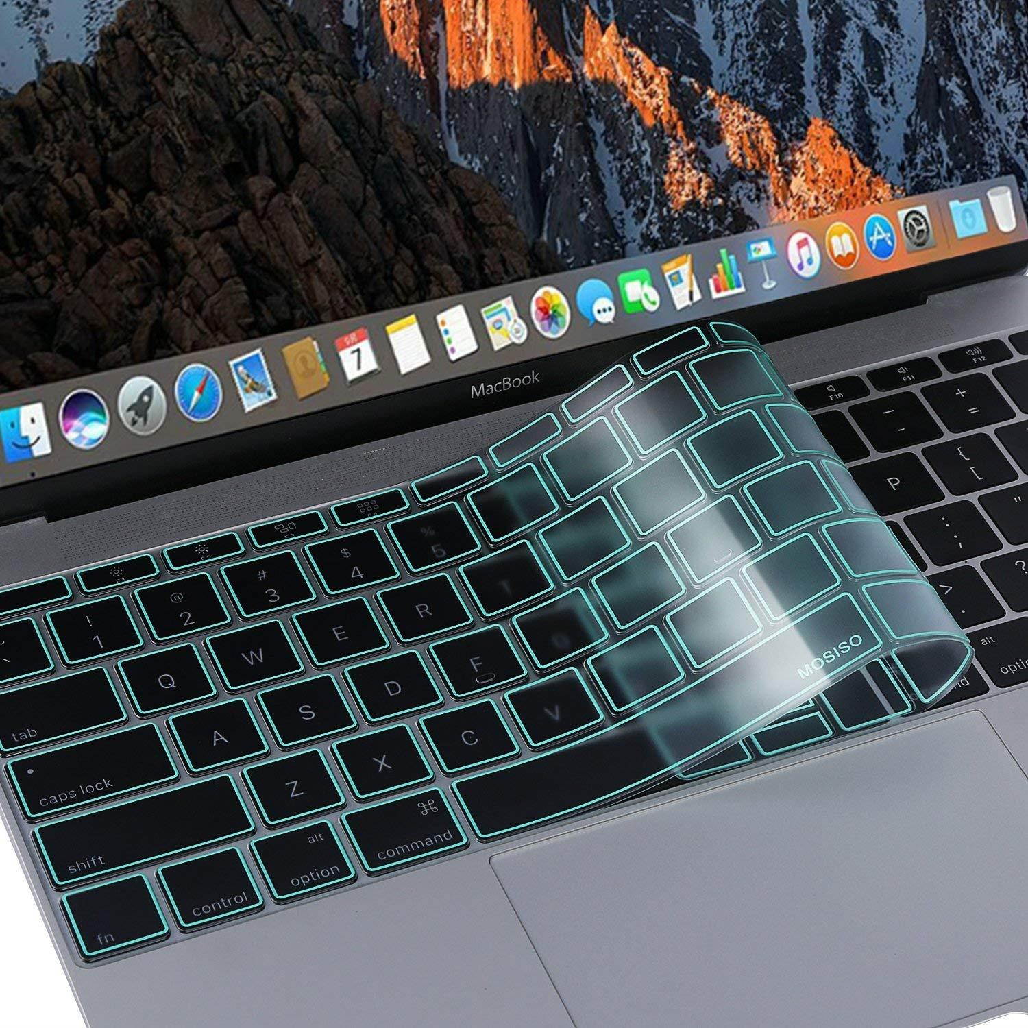 MOSISO Premium Soft TPU Ultra Thin Transparent Keyboard Cover Protector Compatible MacBook Pro 13 Inch 2017 & 2016 Release A1708 No Touch Bar & New MacBook 12 Inch A1534 Protective Skin, Mint Green