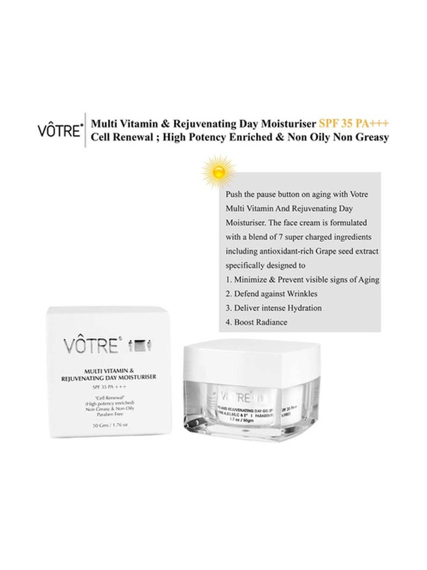 Votre Multi Vitamin & Rejuvenating Day Gel SPF 35 PA++ Cell Renewal - 50 gm