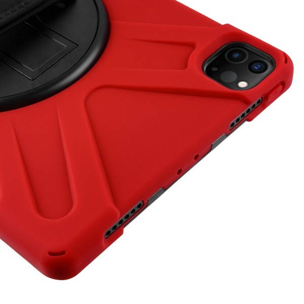 3-IN-1 Hybrid Armor Case with Hand Strap and Rotatable Stand for iPad Pro 12.9 inch (3rd, 4th and 5th Generation) - Red