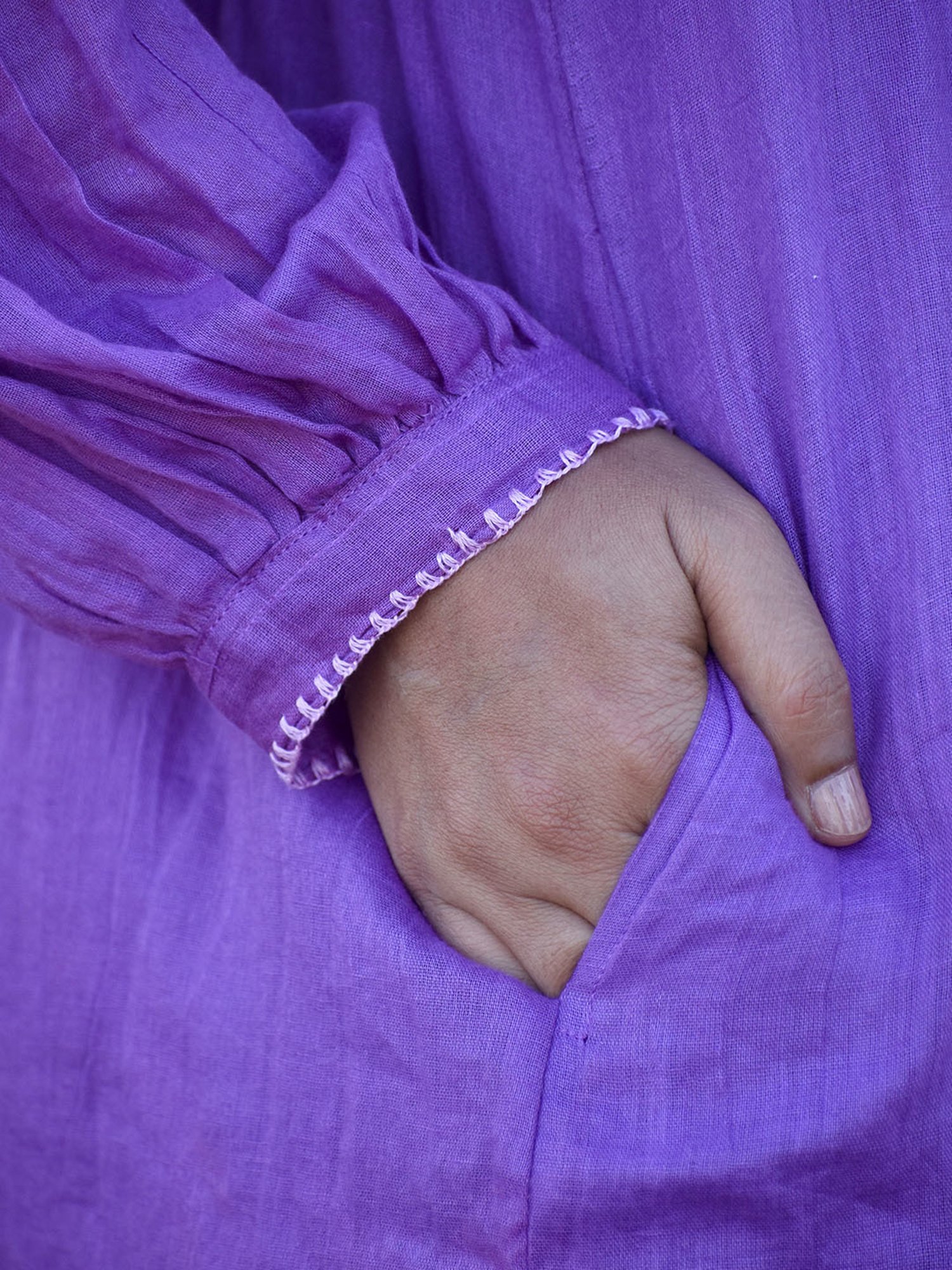 Okhai Purple Cotton Embroidered Ethnic Dress