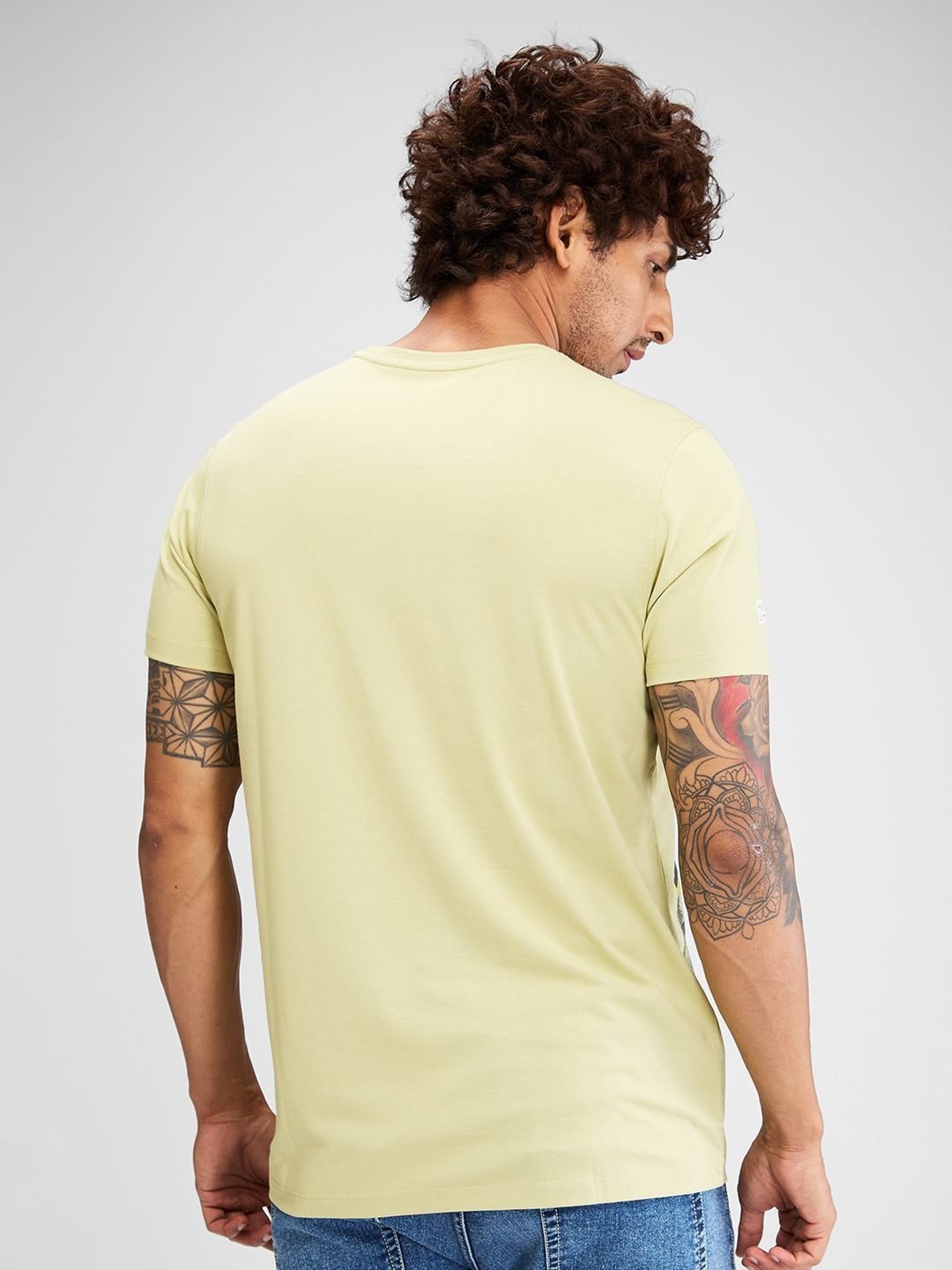 Spykar Green Slim Fit Printed T-Shirt