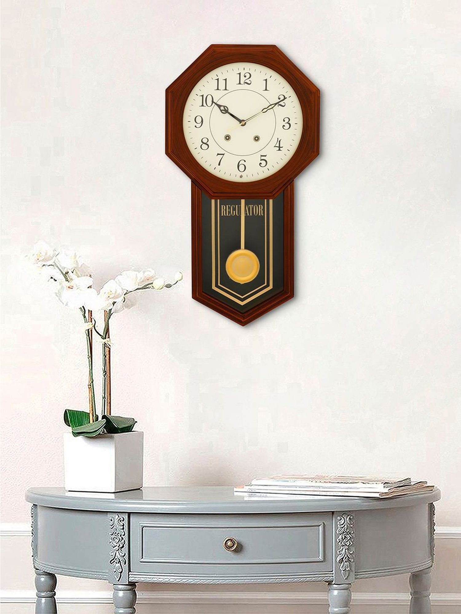 CHRONIKLE Vertical Brown Wood Wall Clock