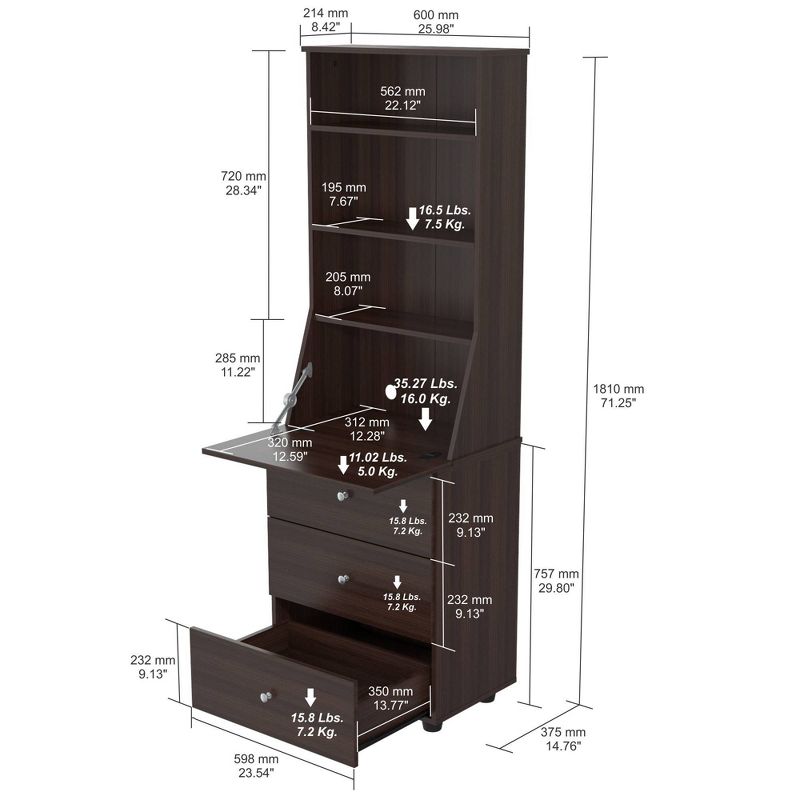 Computer/Credenza Work Center Espresso - Inval