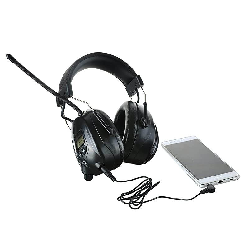 AM FM Hearing Protector, Ear Protection for Mowing, Snowblowing, Construction, Work Shops, 25dB NRR (Black)
