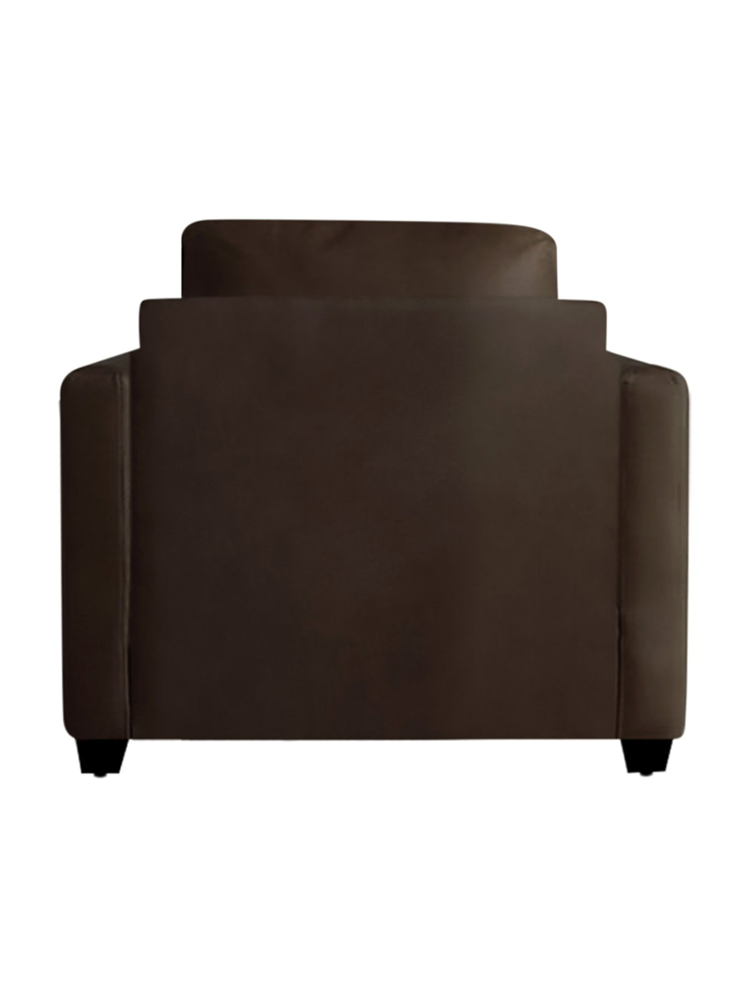 Trevi Olive Brown Leather & Neem Wood 1 Seater Sofa