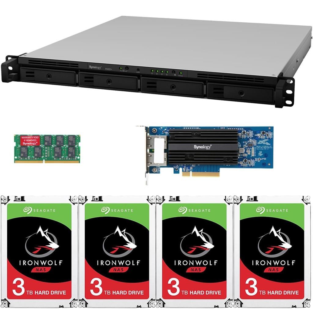 Synology RS820+ 4-Bay RackStation NAS with Synology 10Gb Adapter 18GB RAM 32TB (4x8TB) of Seagate Ironwolf NAS Drives Fully Assembled Tested By CustomTechSales