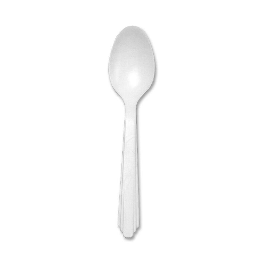 SKILCRAFT NSN0221317 Plastic Flatware, Type III, Teaspoon, White, 100/Pack