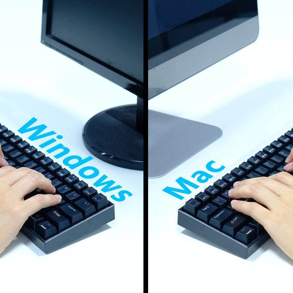 60% Mechanical Keyboard, Velocifire M1 TKL61WS Bluetooth Portable 61-Key Tactile Brown Switch Mini Mechanical Keyboard with Ice Blue Backlit, Compatible with Mac OS and Windows OS(Black)