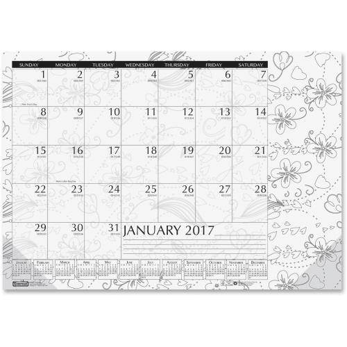 House Of Doolittle Monthly Desk Pad 1ppm 12Mth Jan-Dec 18-1/2"x13" BKWE 1876