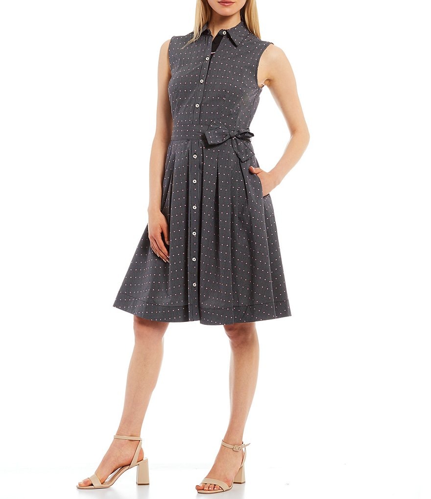 Calvin Klein Sleeveless Round Neck Button Front Sheath Dress