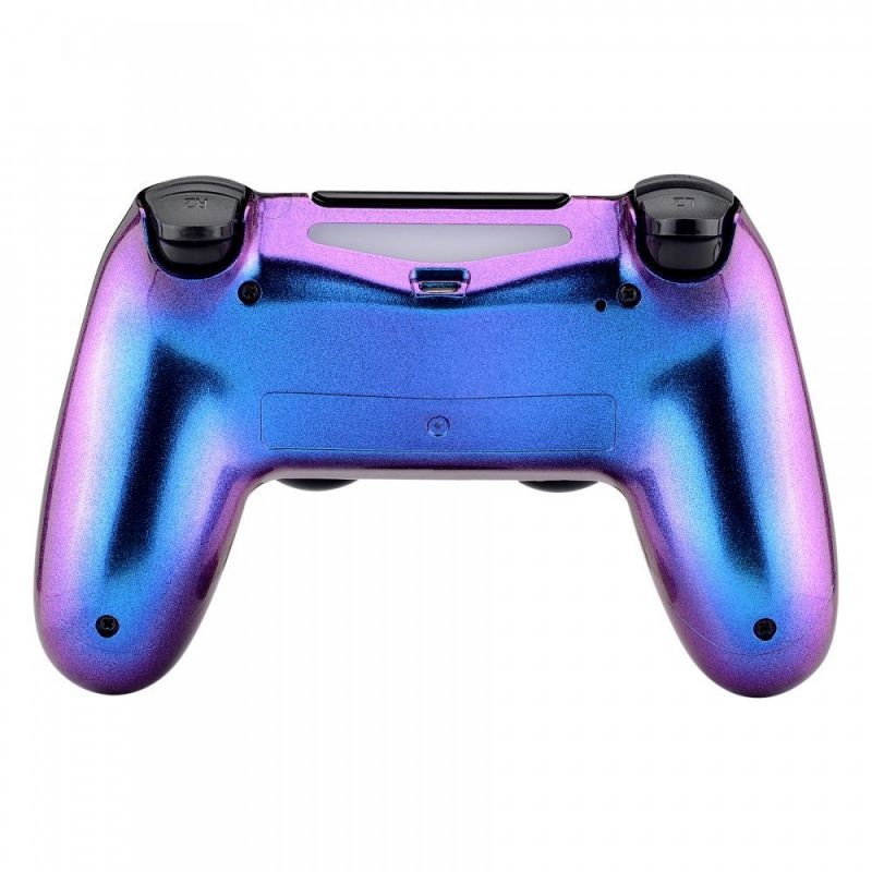 eXtremeRate Purple and Blue Bottom Shell, Chameleon Back Housing Case Cover, Replacement Parts for Playstation 4 PS4 Slim Pro Controller JDM-040, JDM-050 and JDM-055