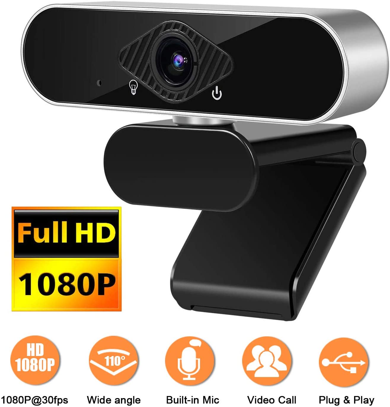 easyday Webcam with Microphone, 1080P HD USB Computer Camera with Privacy Shutter&Webcam Tripod, Streaming Webcam with Flexible Rotable Wide Angle Webcam for PC Zoom Video/Gaming/Laptop