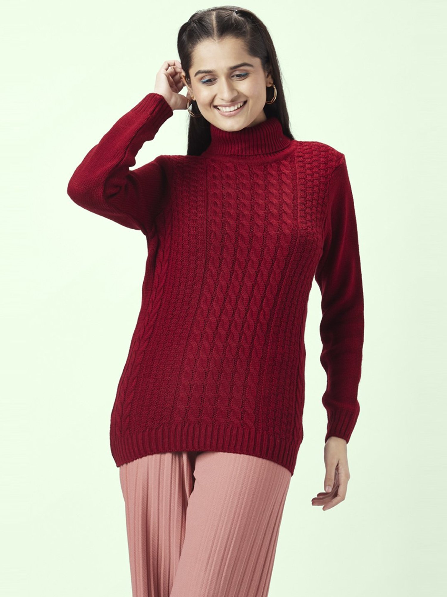 Honey by Pantaloons Red Self Pattern Sweater