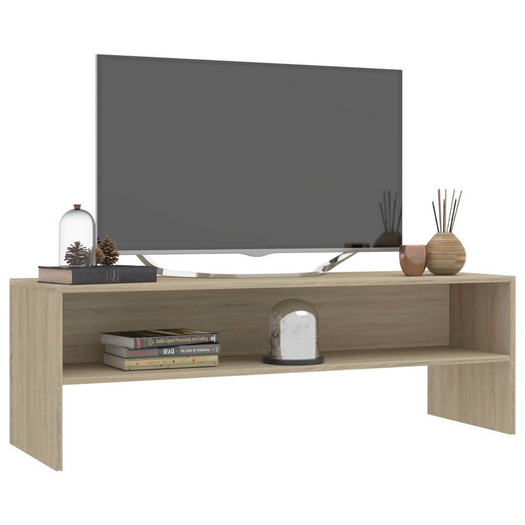 vidaXL TV Cabinet White and Sonoma Oak Chipboard Stand Cabinet Sideboard Unit